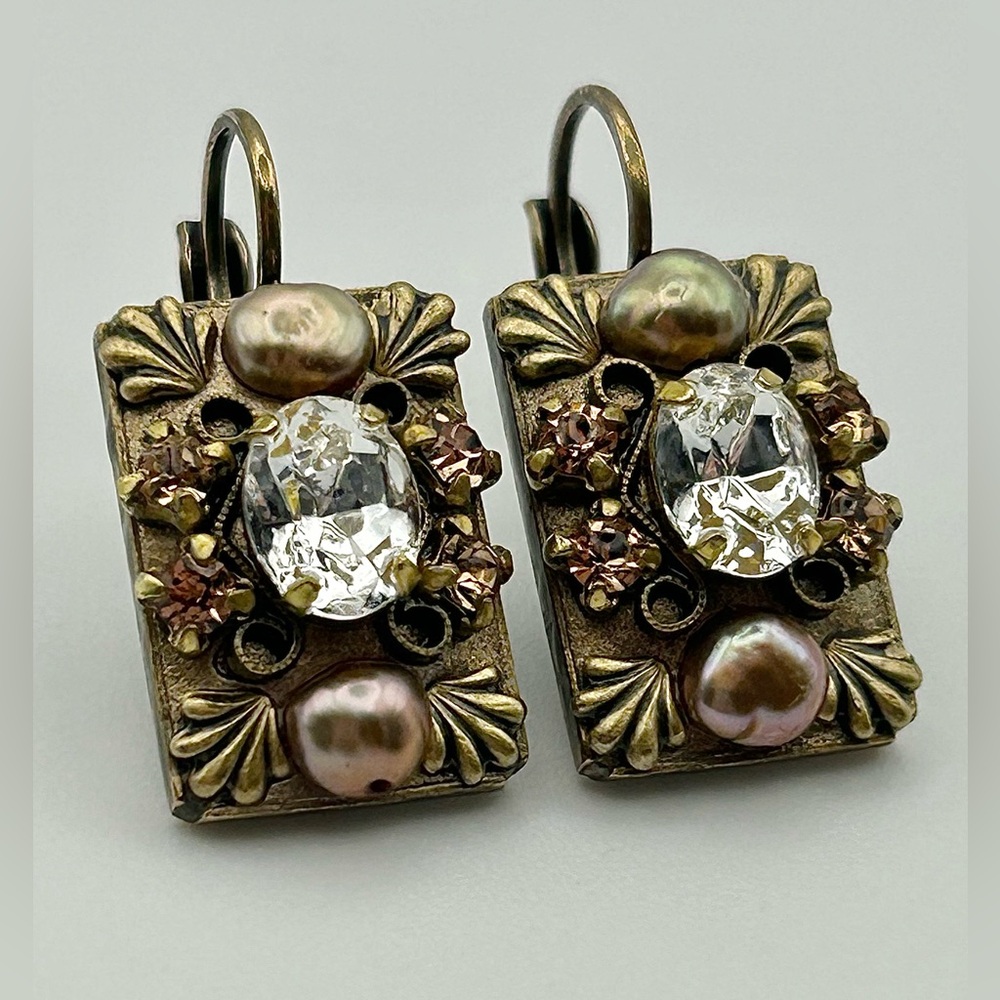 Michal Golan Gold Tone Pearl Earrings - Picture 4 of 13